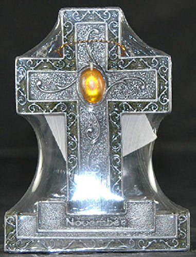 Encore - Free Standing Silver Cross with Gemstone - Yellow - November