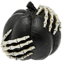 Boston International - 5" Halloween Pumpkin - Black w/ Skeleton Hands