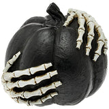 Boston International - 5" Halloween Pumpkin - Black w/ Skeleton Hands