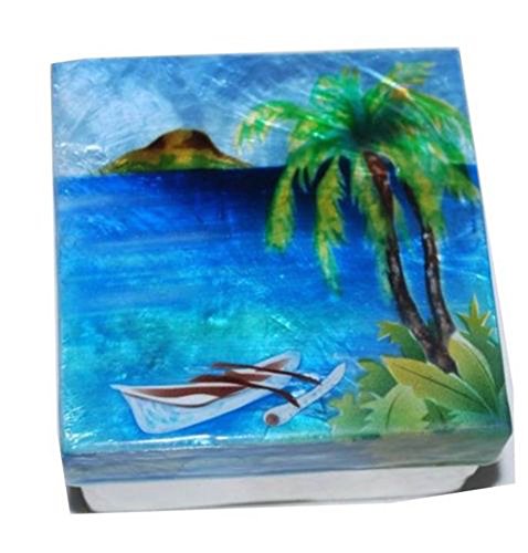 Kubla Craft - Capiz Shell Trinket Box - Beach & Canoe