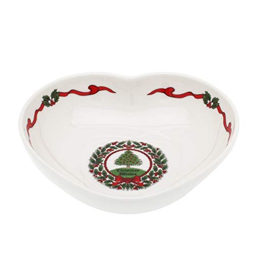 Halcyon Days - Heart Dish - Vintage Christmas Tree - White