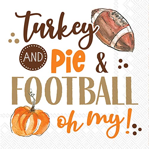Boston International - 3-Ply 5" Cocktail Napkins - Turkey Pie Football