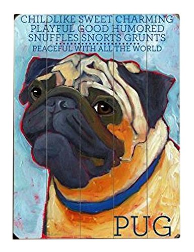 ArteHouse - 12" x 16" Plank Wood Sign - Pug