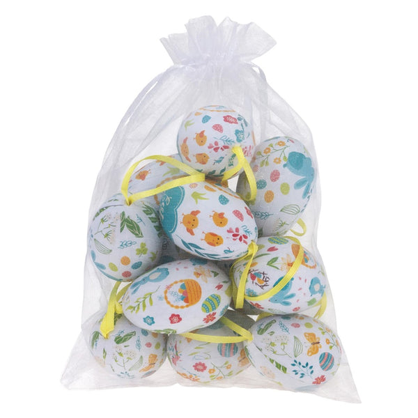 Boston International - Easter Egg Ornaments Set of 12 - Turquoise Bunnies & Flowers