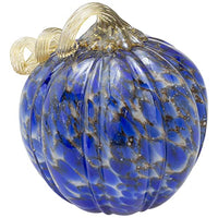 Boston International - Small Glass Pumpkin - Blue & Gold Swirl