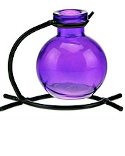 Couronne - 3.5" Casablanca Glass Vase & Metal Stand - Violet