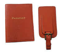 Graphic Image - Goatskin Leather - Passport Case & Luggage Tag -  Orange
