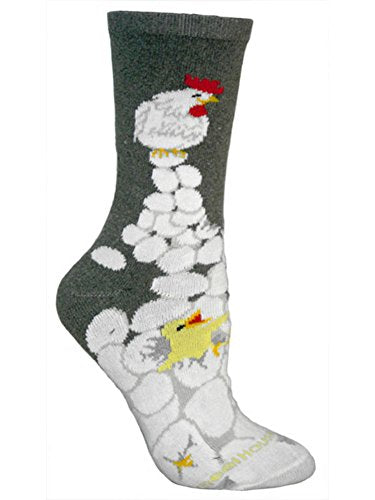 Chicken Eggs Gray Cotton Ladies Socks