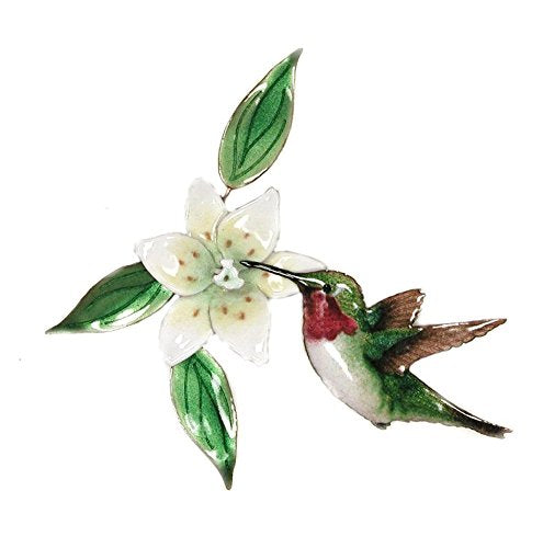 Bovano - Wall Sculpture - Hummingbird with Wood Lily