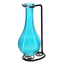 Couronne - 8" Drop Glass Vase With Stand - Aqua